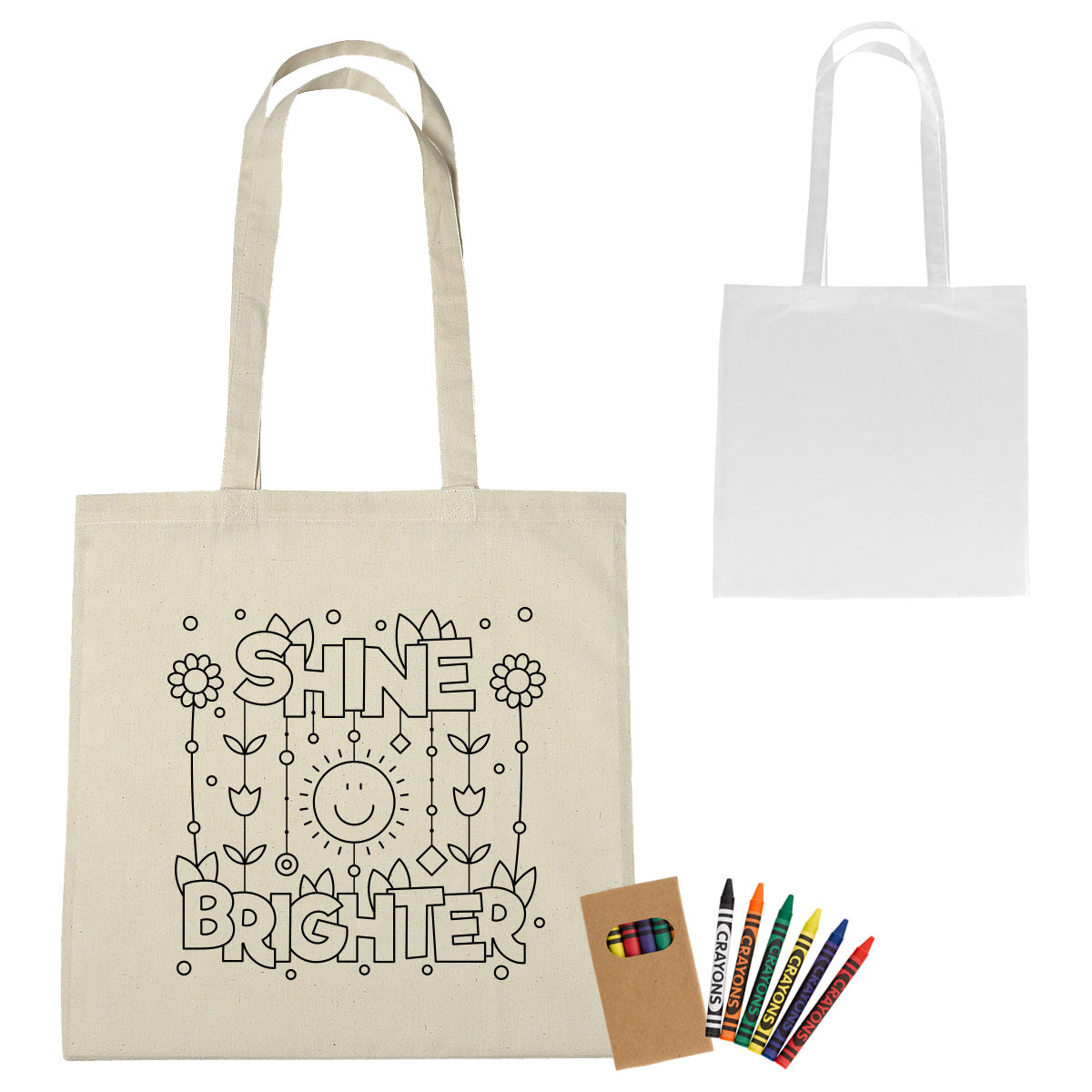 100% Cotton Coloring Tote Bag With Crayons