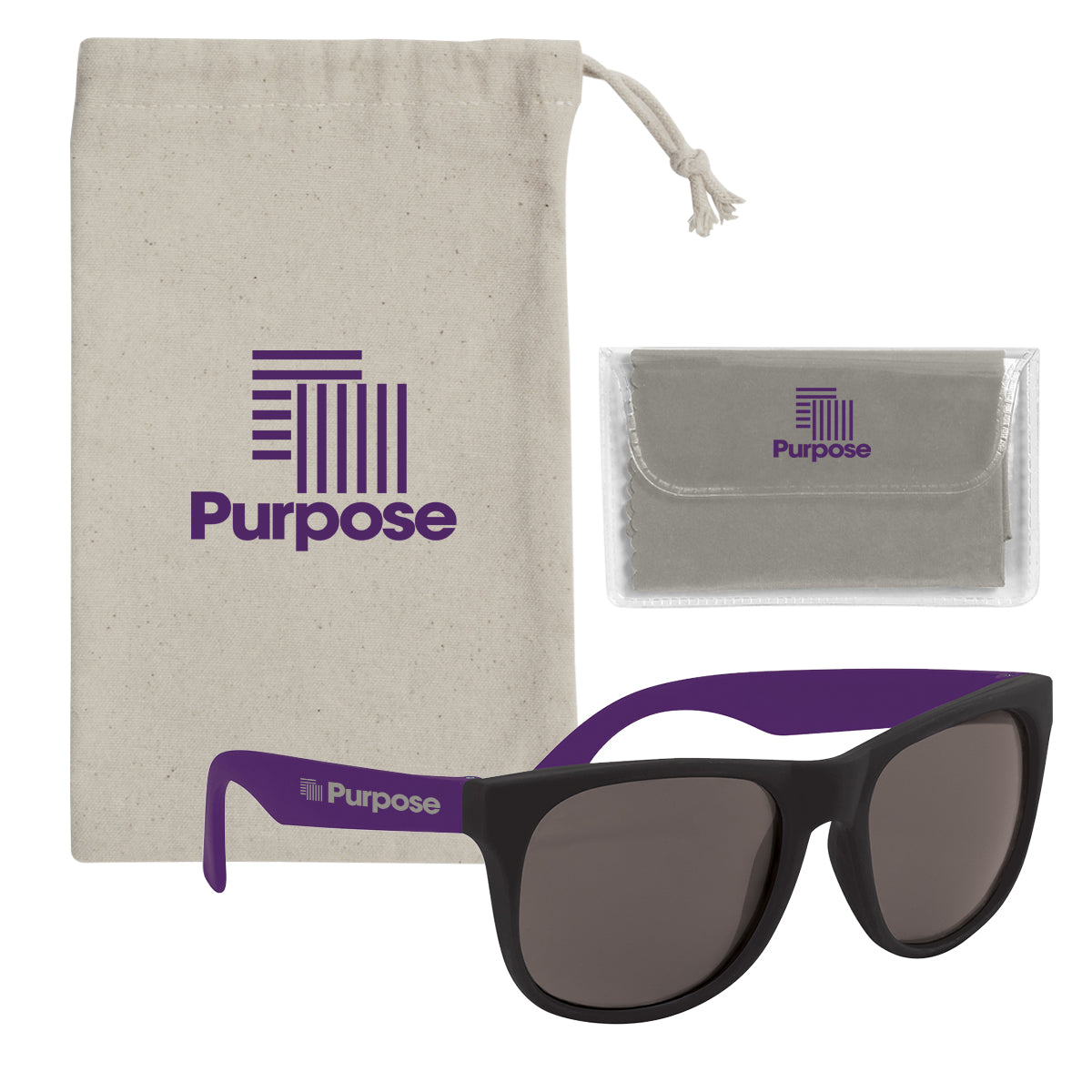 Rubberized Sunglasses With Microfiber Cloth And Pouch