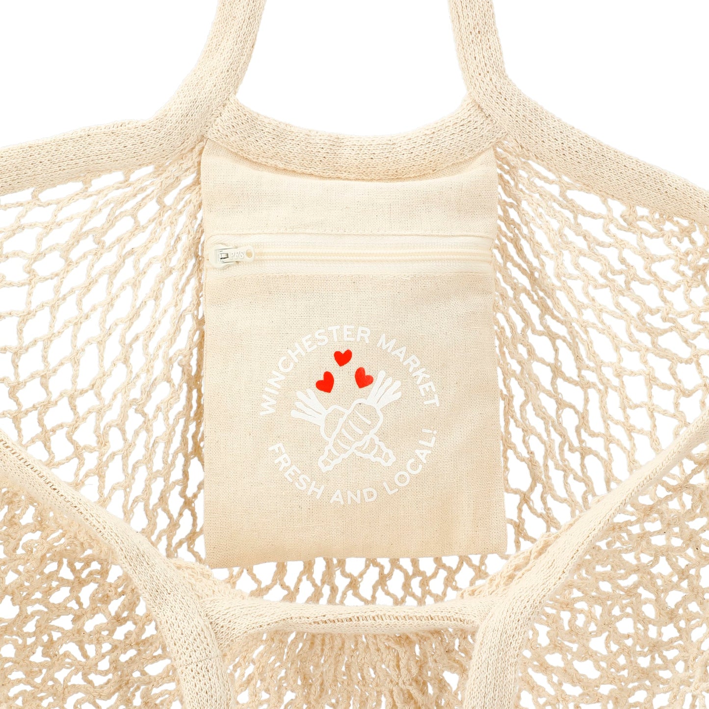 Riviera Cotton Mesh Market Bag w/Zippered Pouch