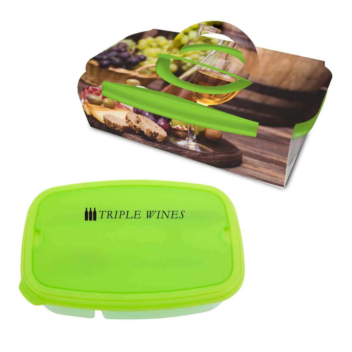 2-Section Lunch Container With Custom Handle Box