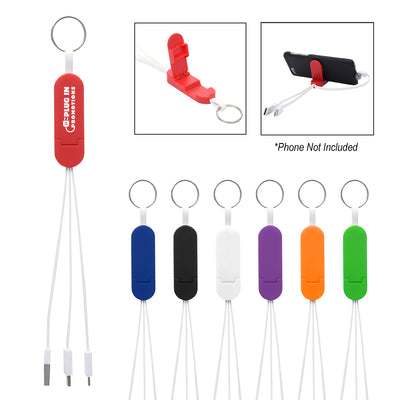 3-In-1 Charging Cable Phone Stand & Key Ring