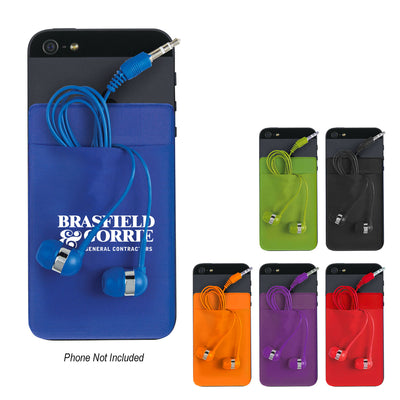 Stretch Phone Card Sleeve With Earbuds