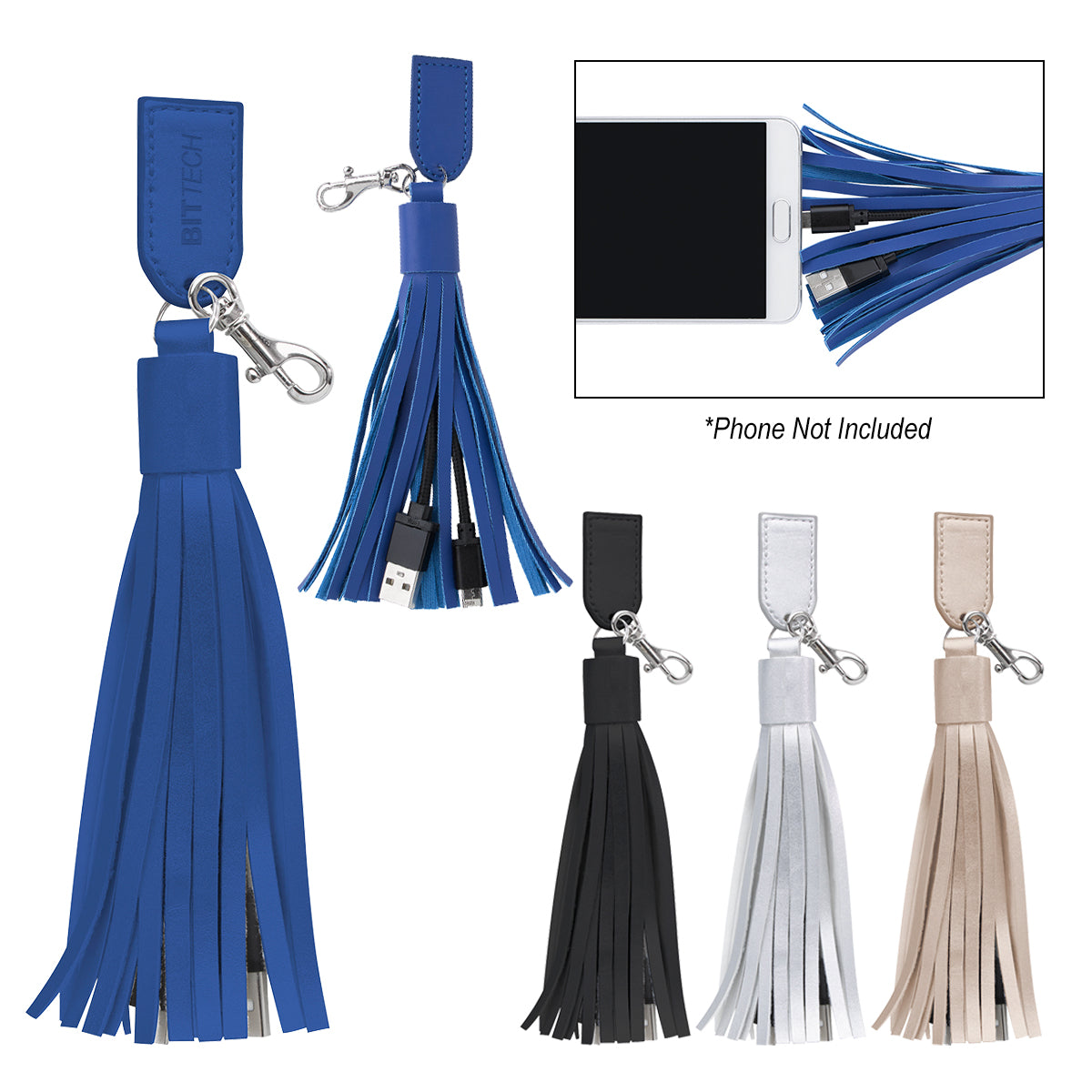 2-In-1 Charging Cables On Tassel Key Ring