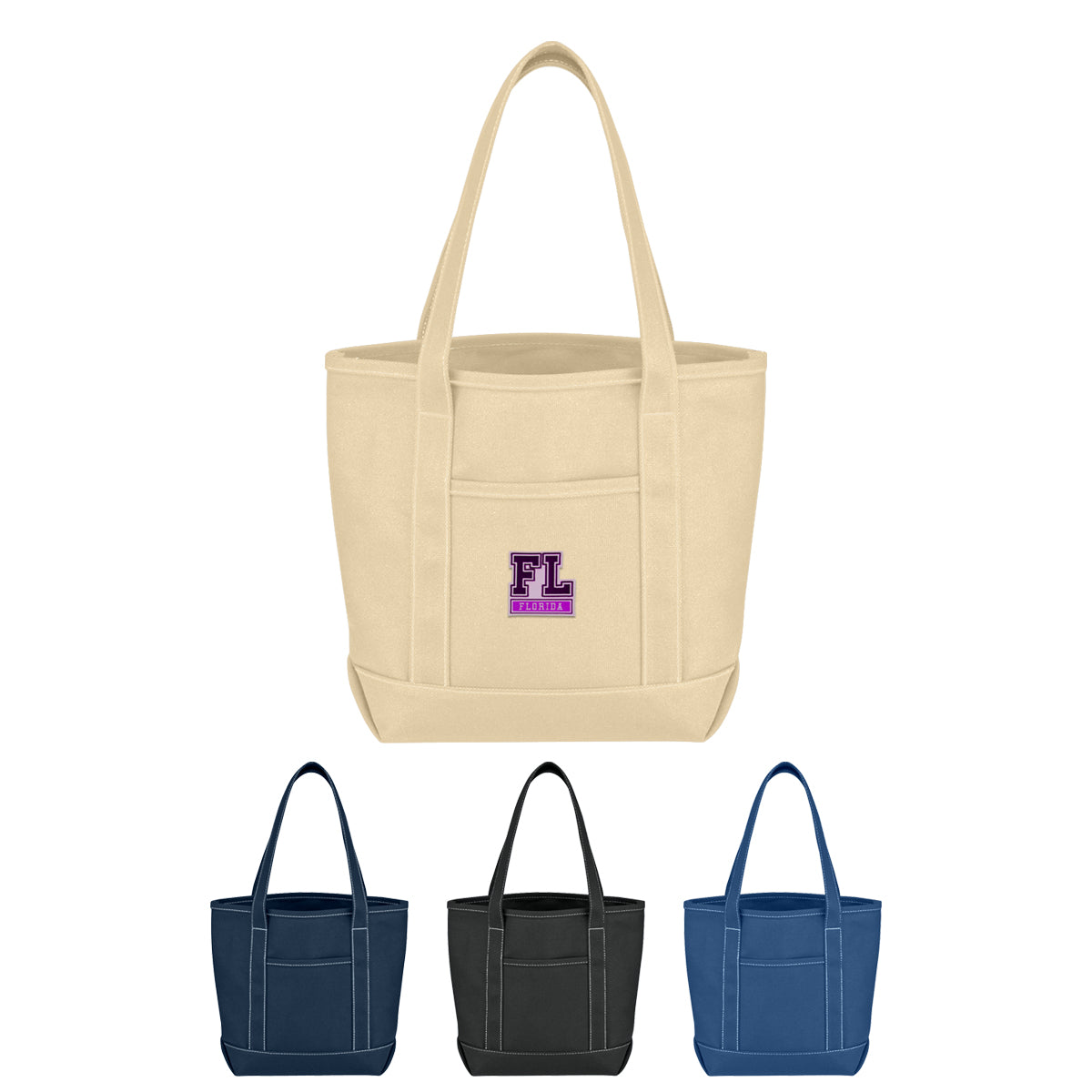 Small Cotton Canvas Yacht Tote Bag With Tackle Twill Patch