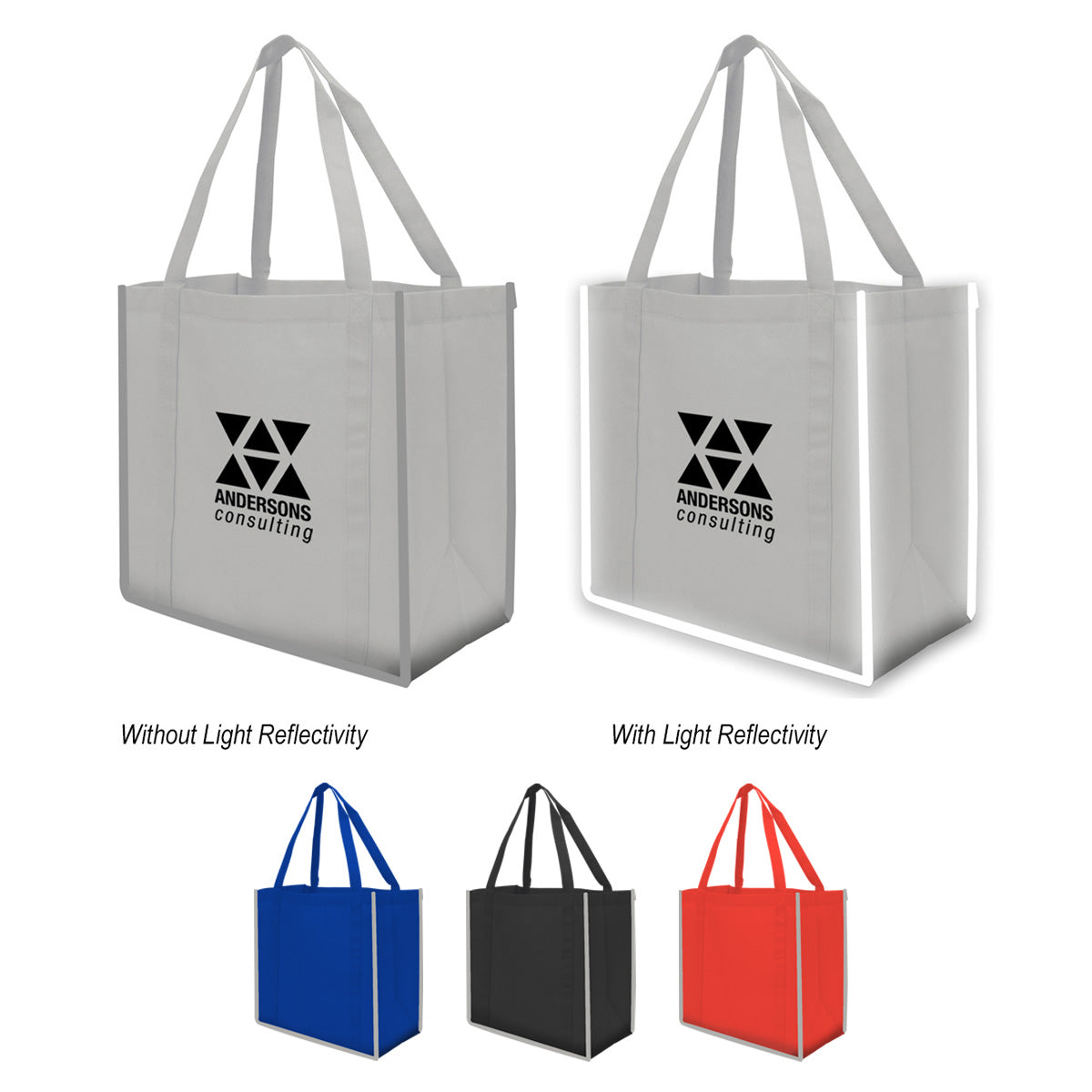 Reflective Large Non-Woven Grocery Tote Bag