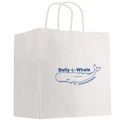 Kraft Paper White Shopping Bag - 13" x 13"