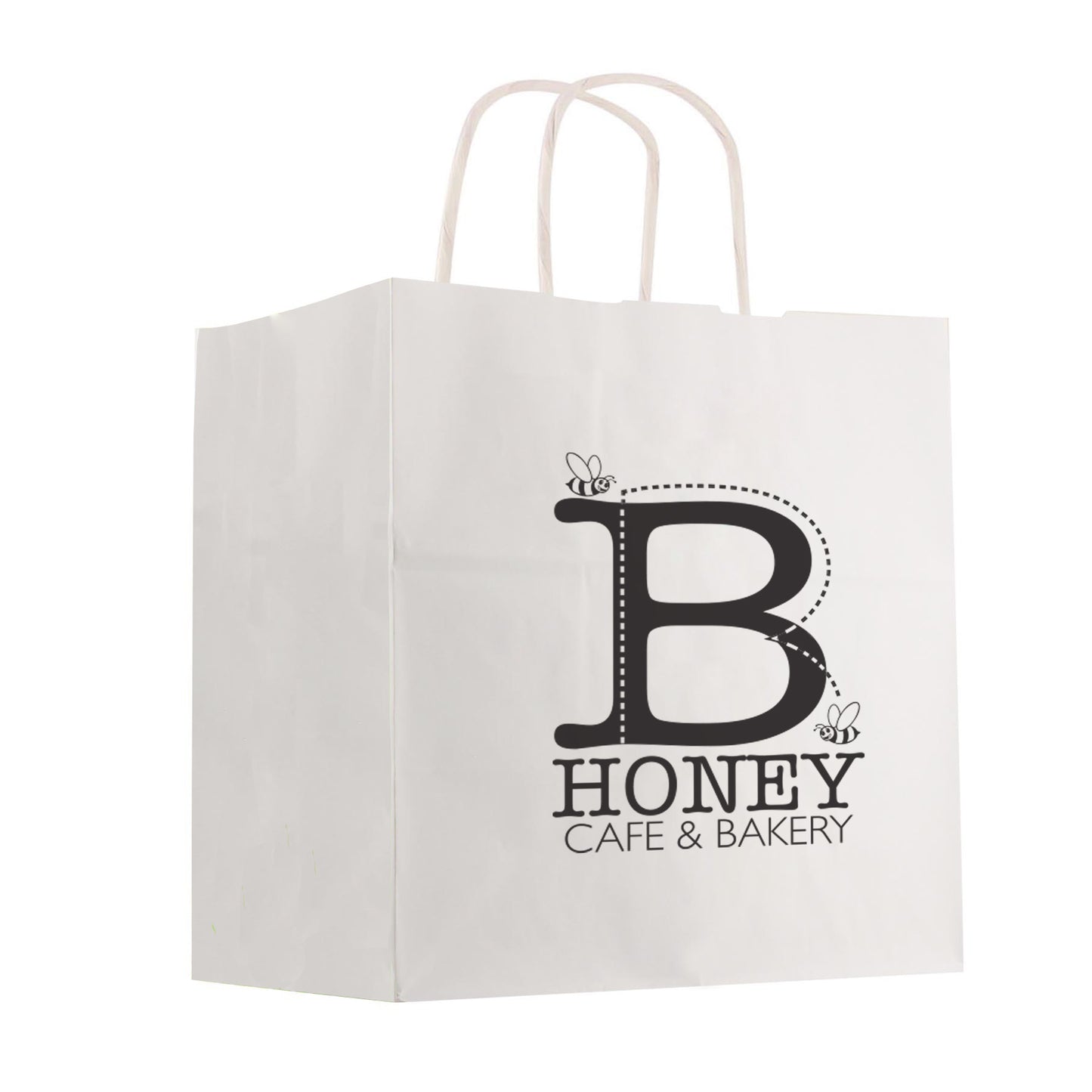 Kraft Paper White Shopping Bag - 10" x 10"