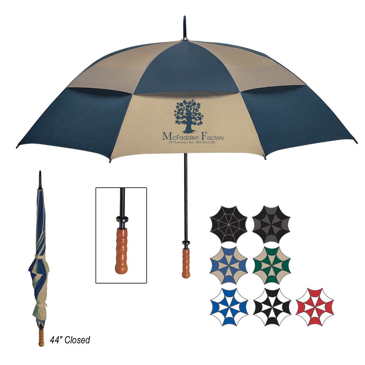 68" Arc Windproof Vented Umbrella