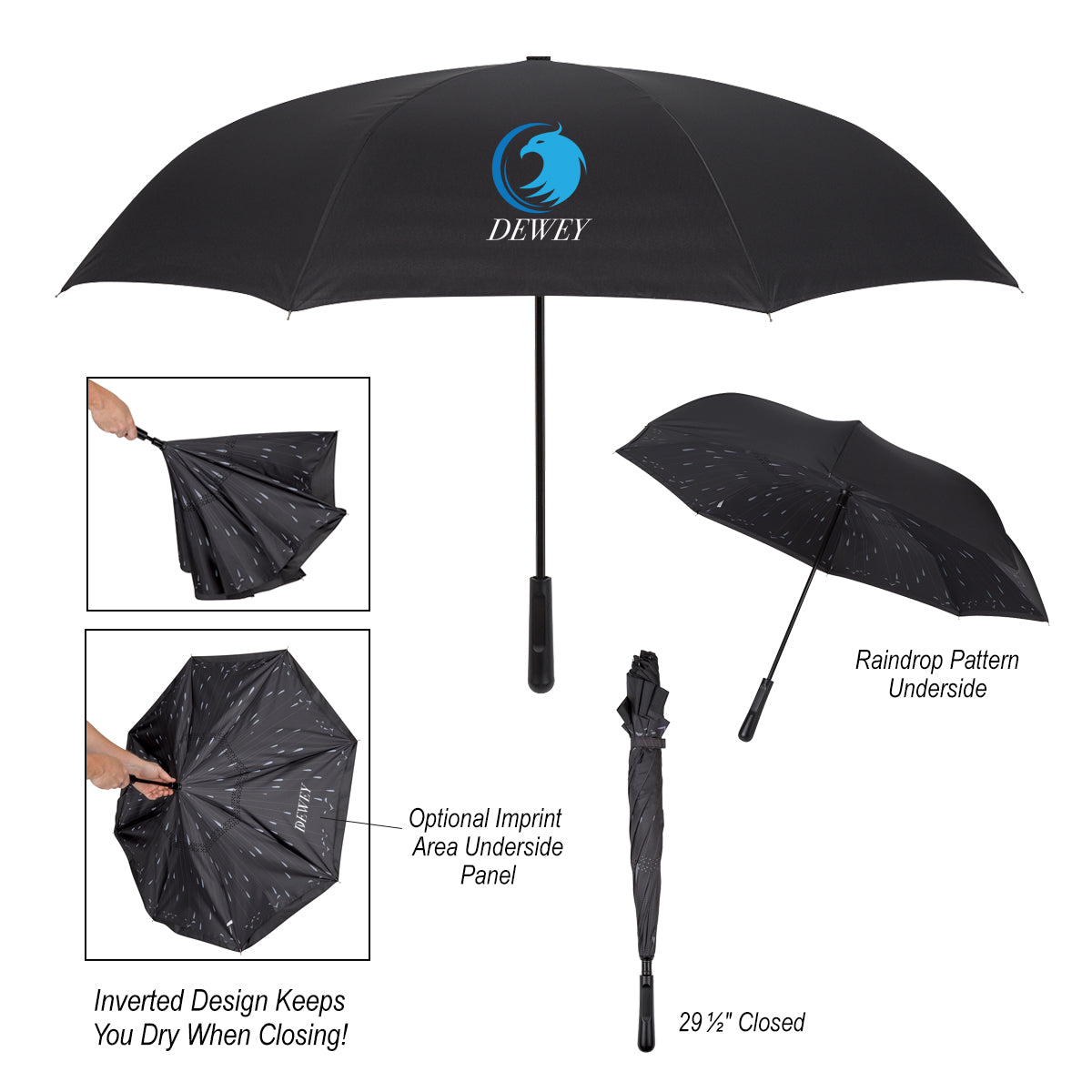 48" Arc Rain Drop Inversion Umbrella