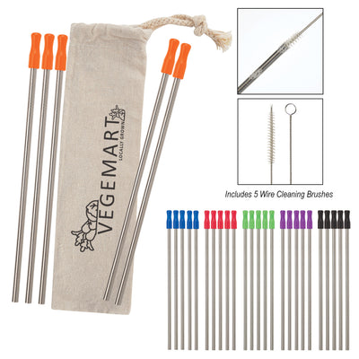 5-Pack Stainless Straw Kit with Cotton Pouch