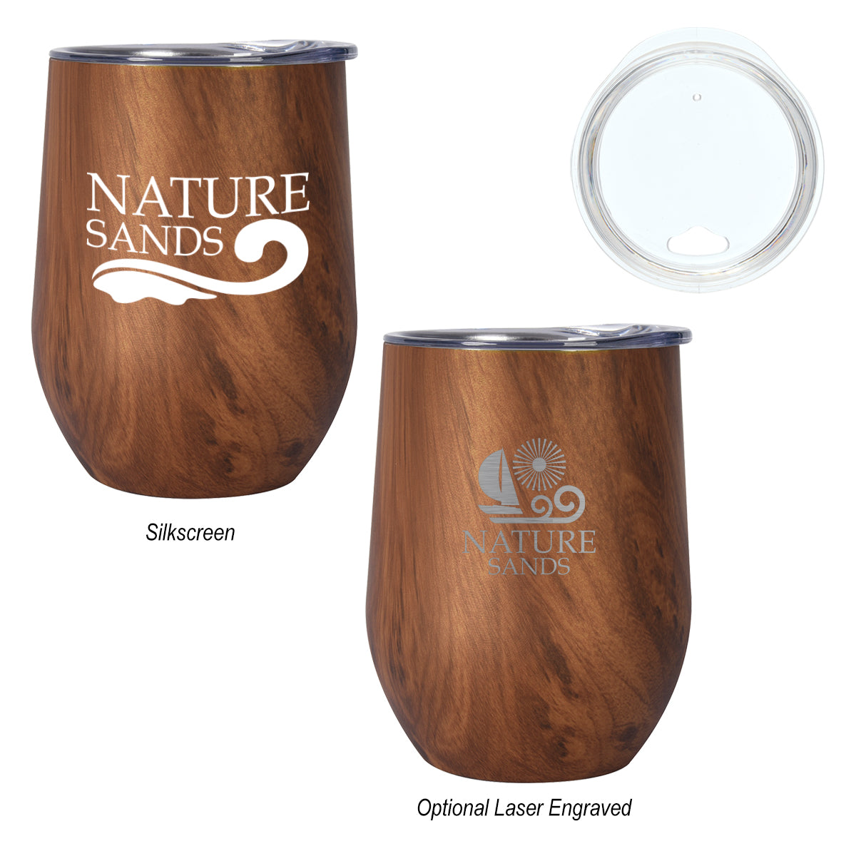 12 Oz. Woodgrain Alexander Stemless Wine Cup