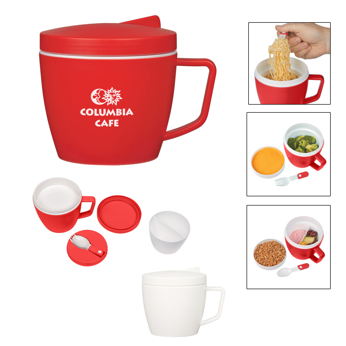 14 Oz. Thermal Mug With Spoon And Fork Set