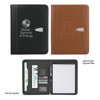 Eclipse Bonded Leather Zippered Portfolio With Calculator