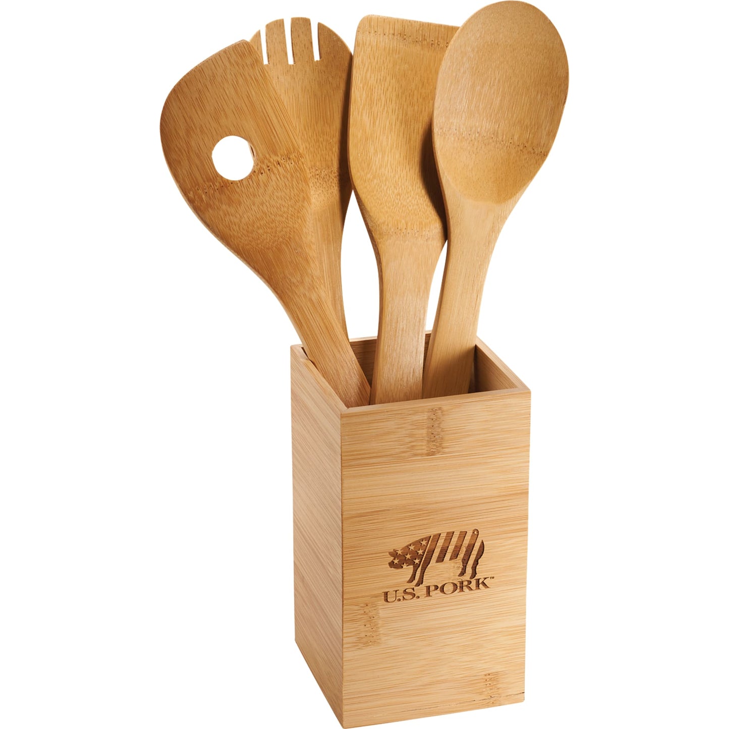 Bamboo 4-piece Kitchen Tool Set and Canister