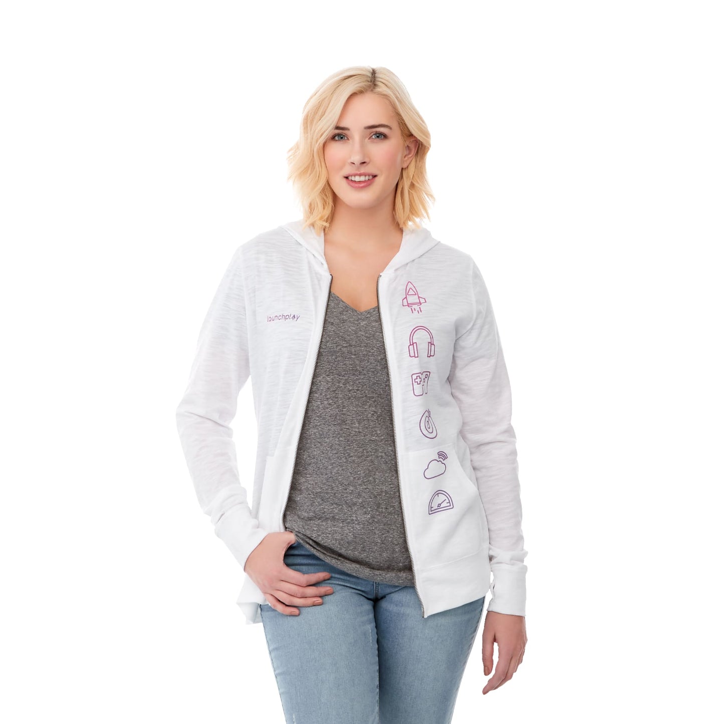 Womens Garner Knit Full Zip Hoody
